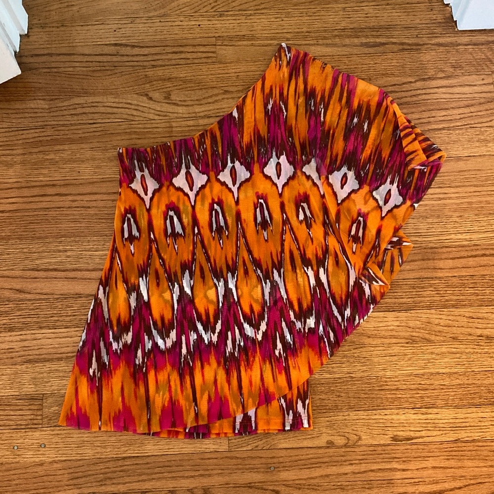 INC International Concepts Vibrant Orange and Pink One Shoulder Top